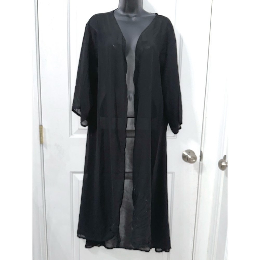 Turquoise Haven Black Long Duster Shawl